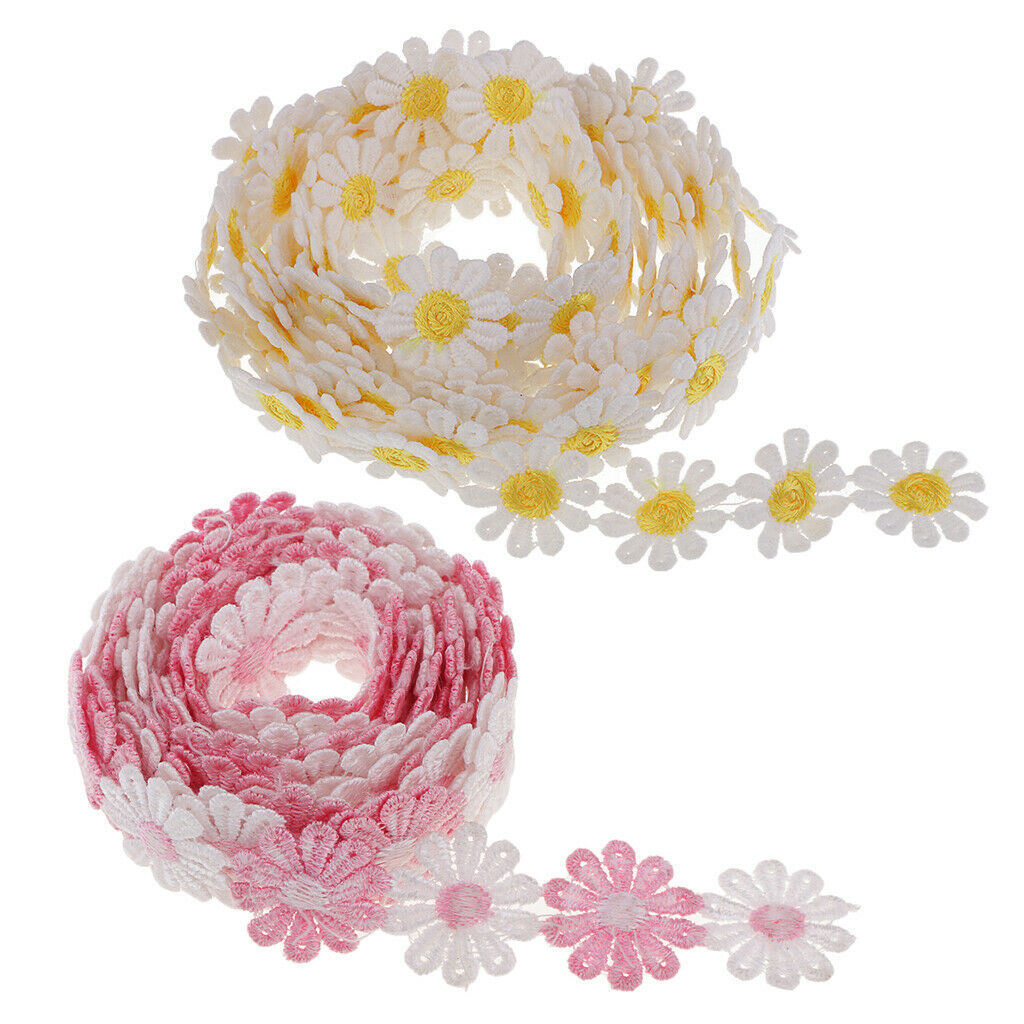 6 Yard Daisy Lace Trim Crochet Flower Ribbon Sewing Dressmaking Edging 25mm