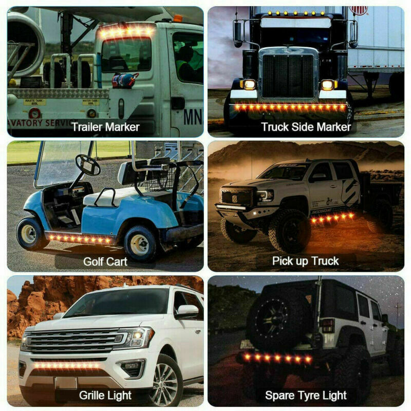 50X 3/4" Round Amber LED Clearance Bullet Marker Lights Truck Trailer yellow