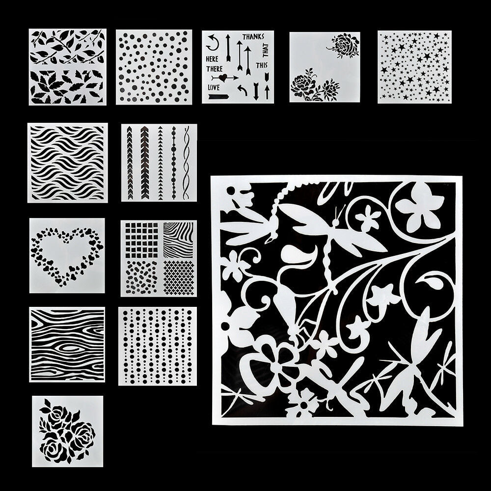 13pcs Embossing Template Scrapbooking Walls Painting Layering Stencils DIY Tool.