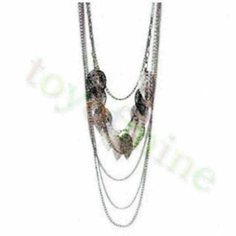 Korean Retro Bohemian Multi Stray Leaf Necklace Sweater Long Chain Jewelry
