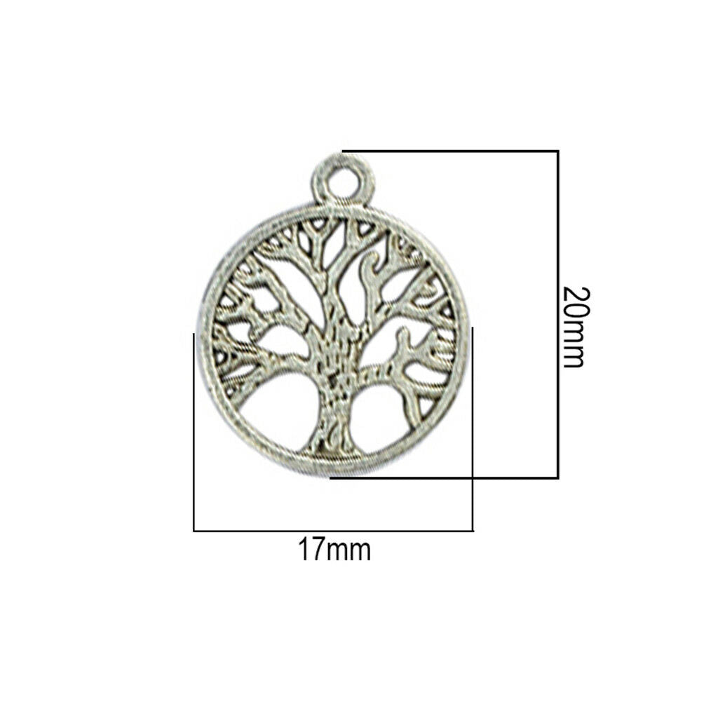 100Pcs Tree of Life Pendants Charms DIY for Necklace Jewelry Making & Crafts