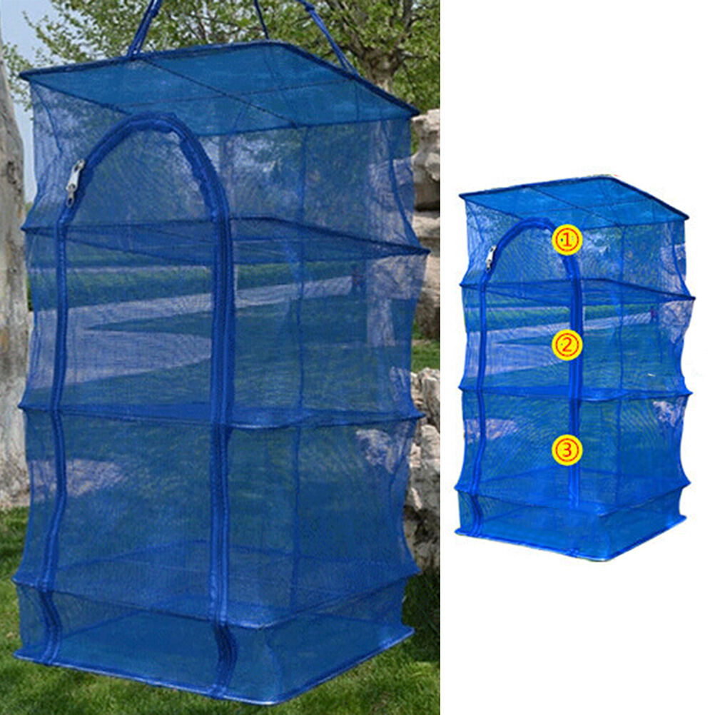 Outdoor Hanging Drying Tableware Dry Net 3 Layer Shelf Hang Cage Fish Rack WG TL