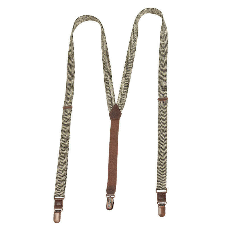 Men's 20mm Braces Y-Back Trousers Strap Herringbone Suspenders Canvas Adjustable