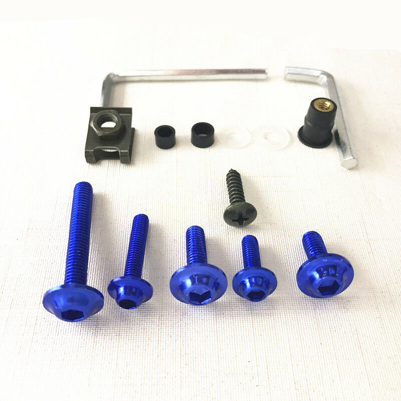 177x Motorcycle Windscreen Fairing Bolts Boxed Fastener Clips Hardware Kit Blue