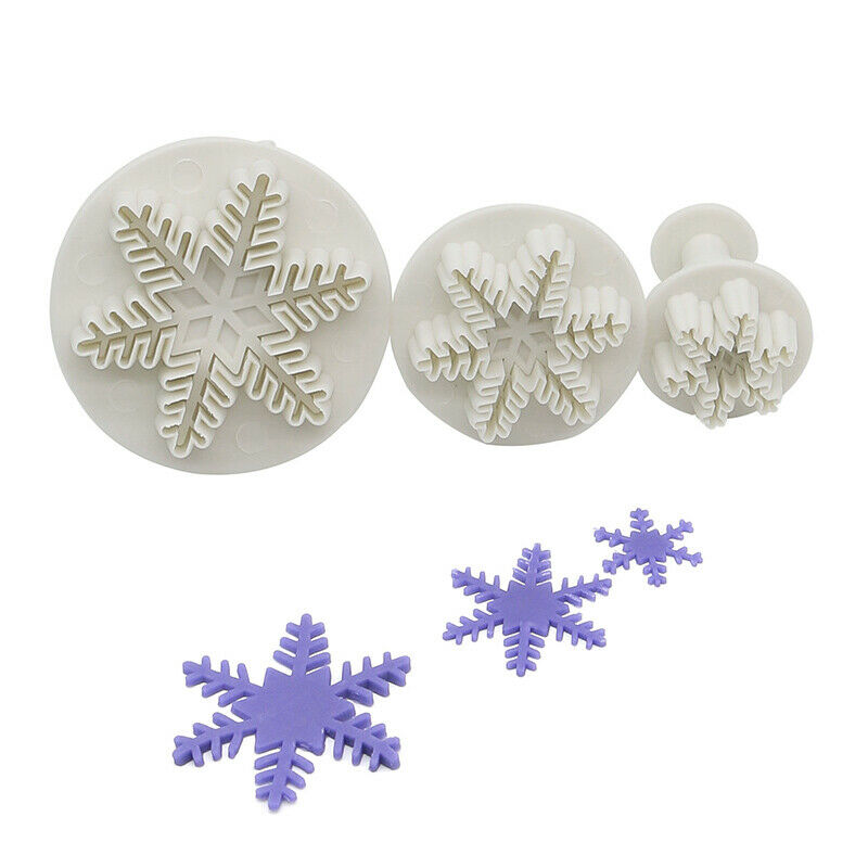 3pcs/Set Snowflake Plunger Cutter Cake Mold DIY Fondant Cake Sugarcraft D.l8