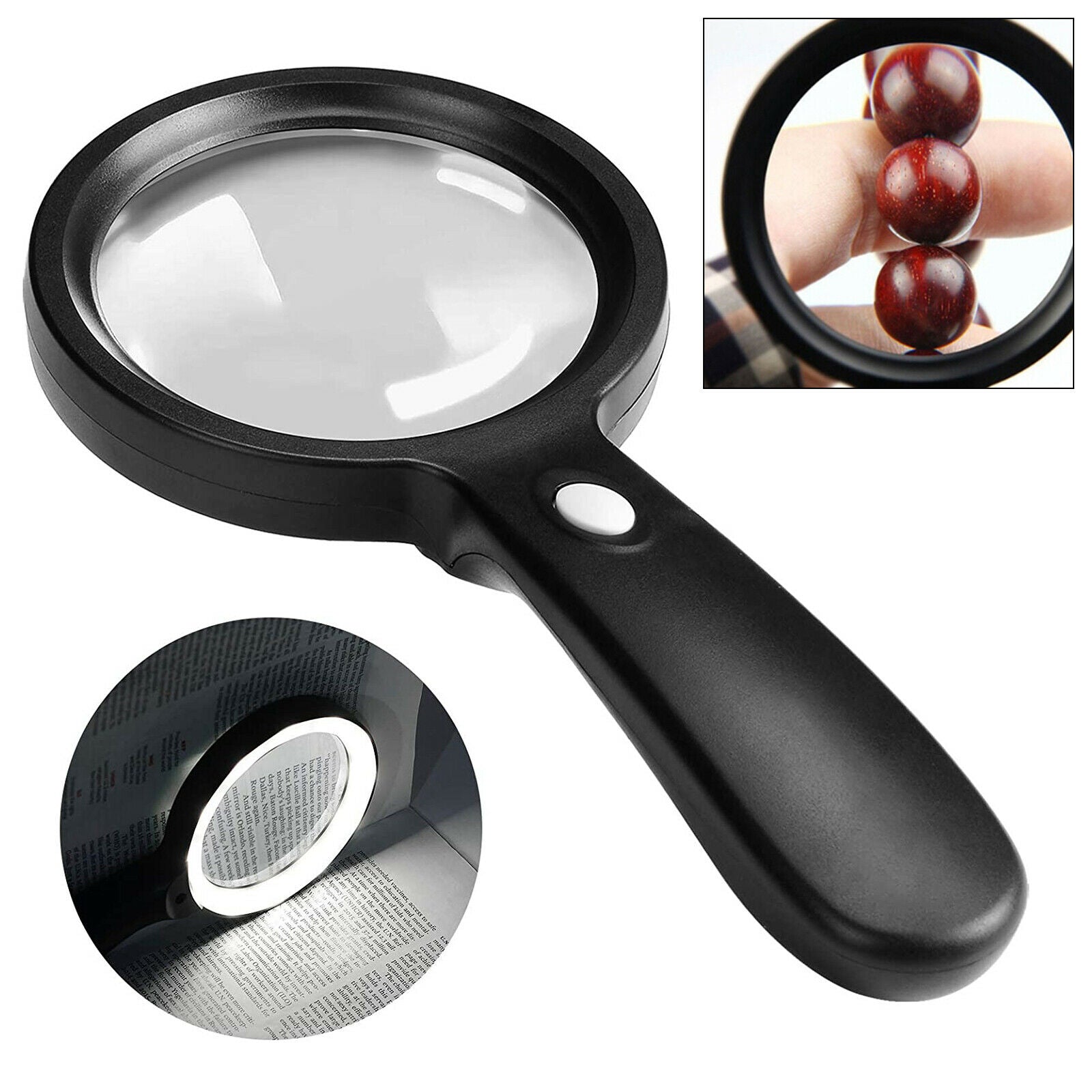 Handle 10X Reading Magnifying Glass Loupe Magnifier for Reading Map 12 LED