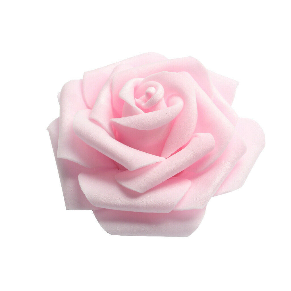 100 Pack Mini Artificial PE Rose Flower Head DIY Home Decor Craft 8cm Pink