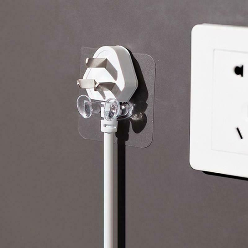 5Pcs Home Office Wall Adhesive Power Plug Socket Holder Hanger Sticky Hook