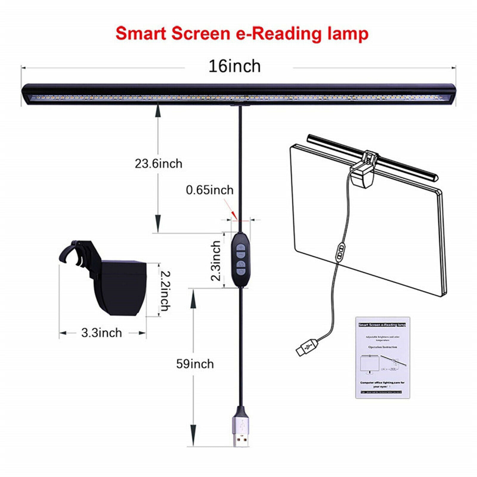 26cm Laptop Monitor Lamp PC Notbook USB LED Dimmable Screen Light