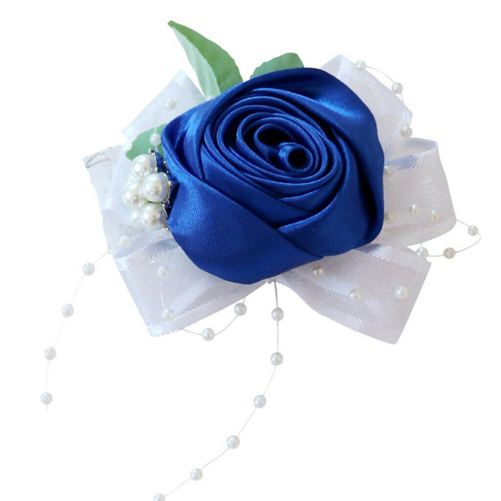 10pcs Romantic Pearls Wrist Corsage Rose Hand Flower Wedding Party Supplies Gift