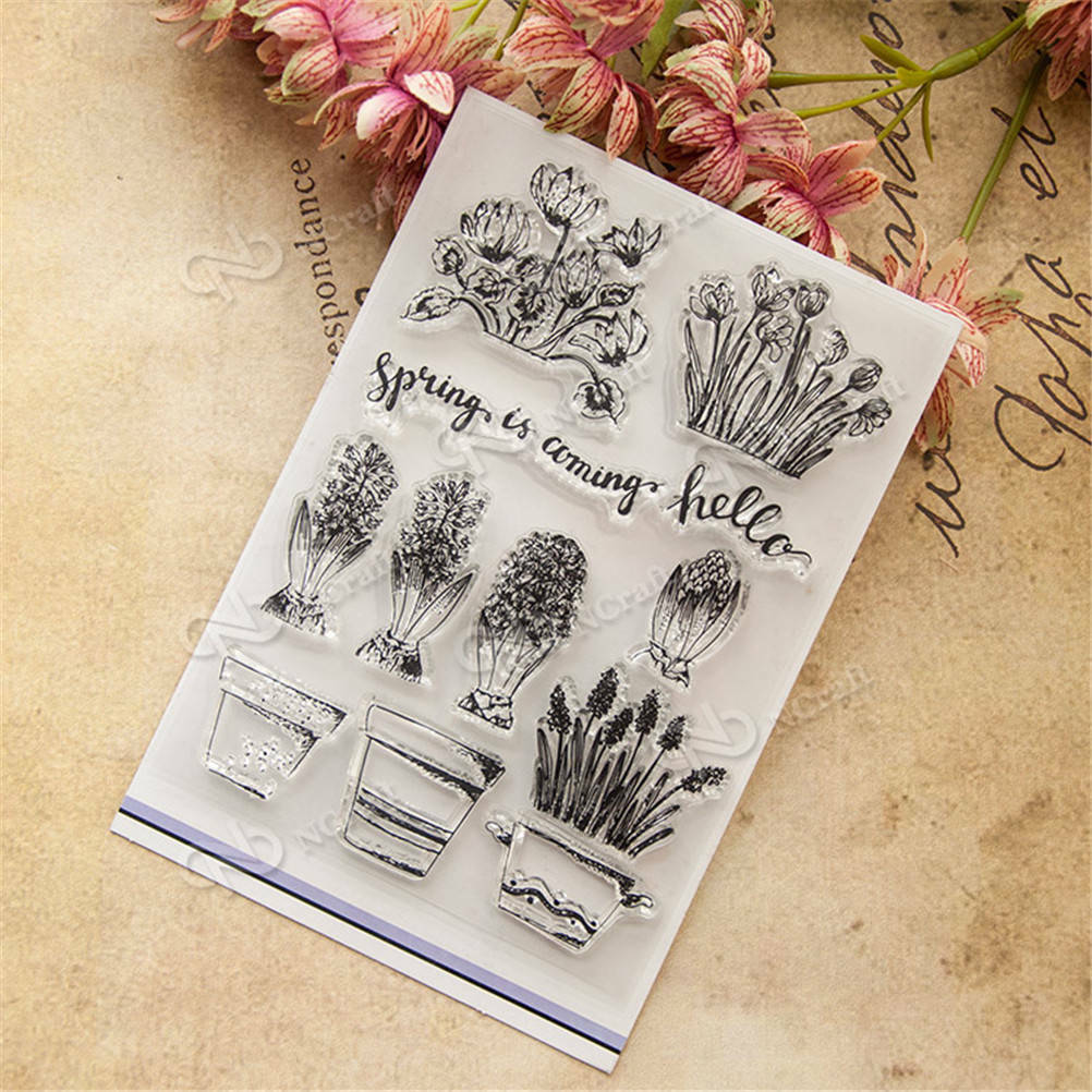 Beautiful Cactus and Flower Pot Rubber Stamp Scrapbooking PhotoAlbumDecora.l8