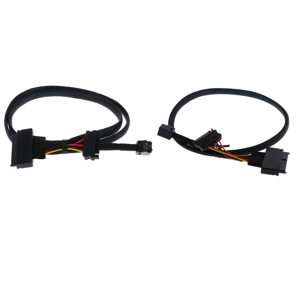 0.5m/1.5ft Mini SAS SFF-8643 to U.2 SFF-8639 SSD Power Cable Wire 12Gb/s - Black