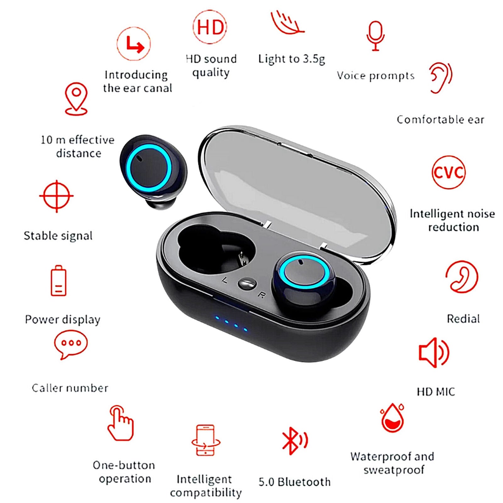Earbuds Wireless Bluetooth Earphone headset In-Ear Headphones With Charging Case
