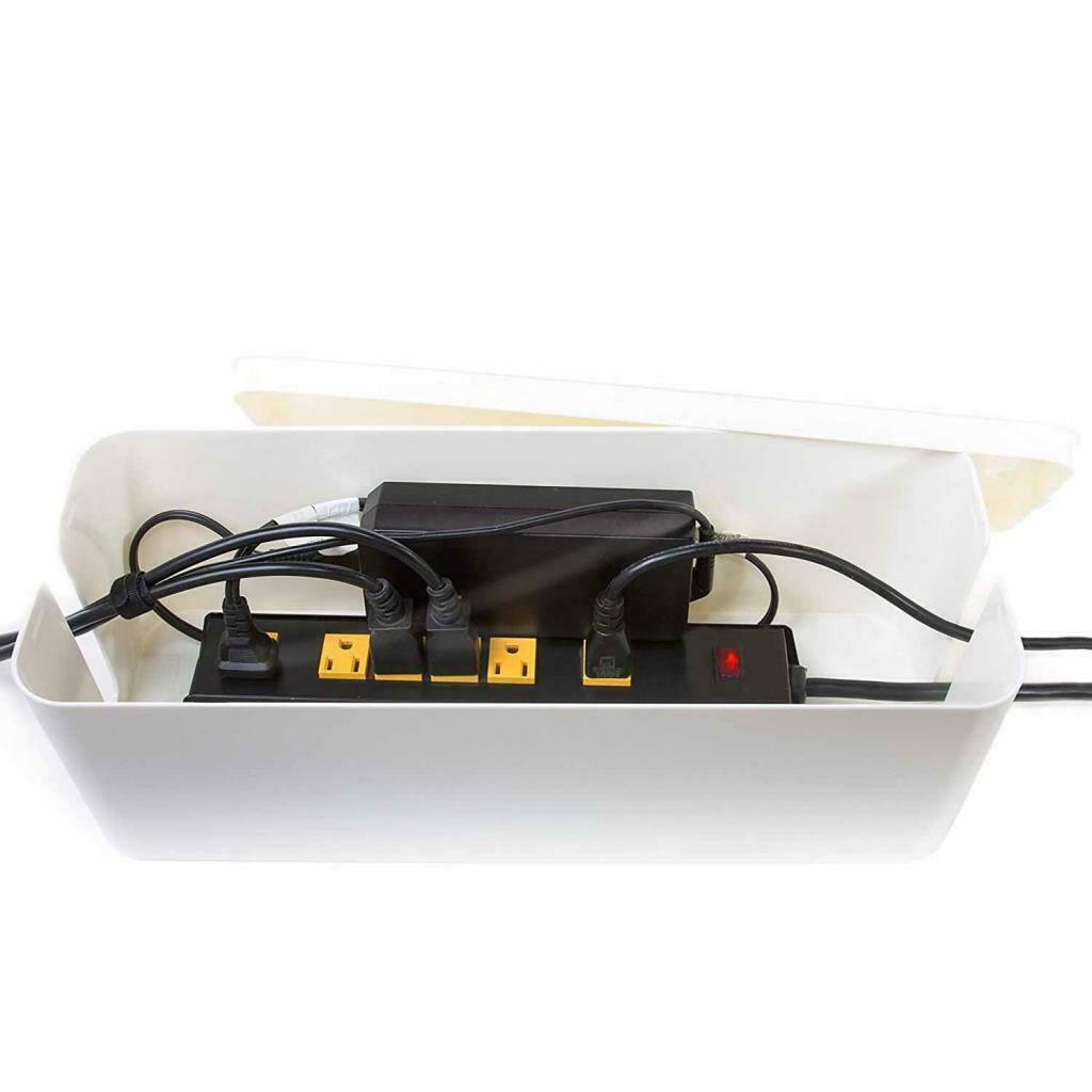 Cable Management Cord Organizer Storage Holder Desk Computer USB Hub White