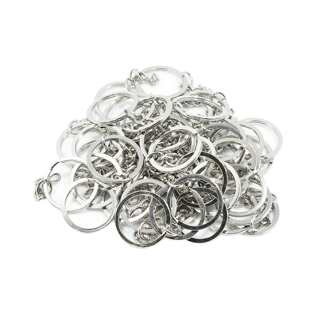 50Pc Split Key Rings with Chain Bulk for DIY Accessories Arts Crafts 25mm/1