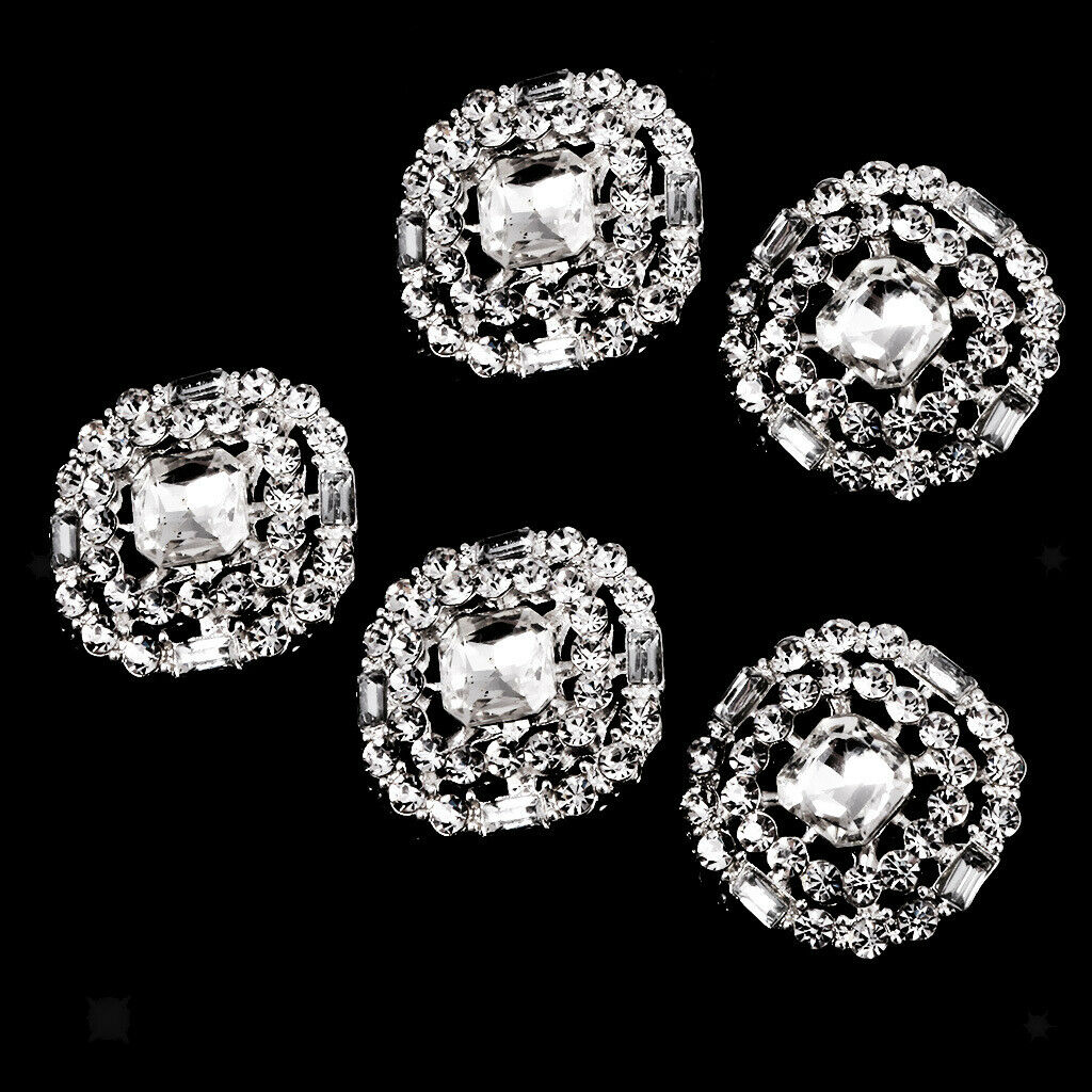 5x/Pack Rhinestone Round Shank Buttons Sewing Buttons Wedding Decor 23mm