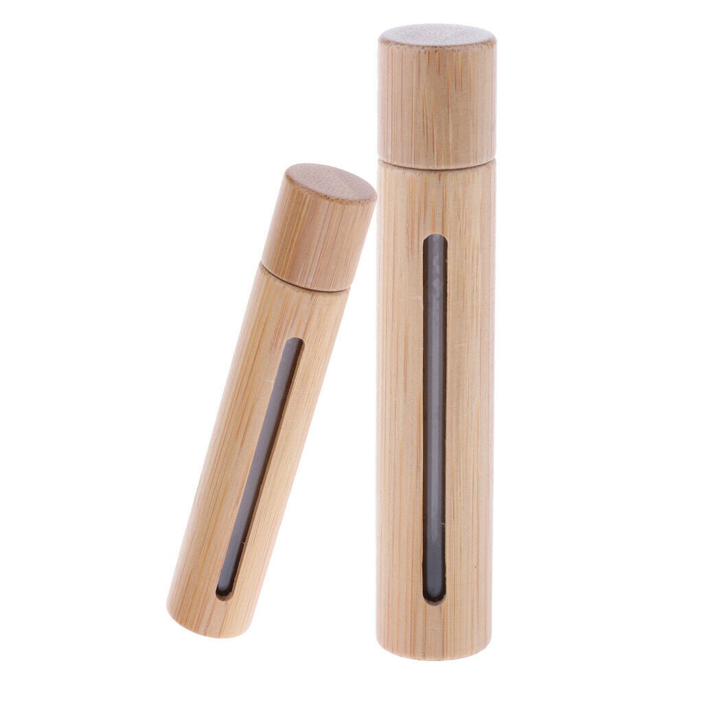 2X 10ML Bamboo Roller Bottle Roll On Bottle fo Essential Oil Steel Bead Head