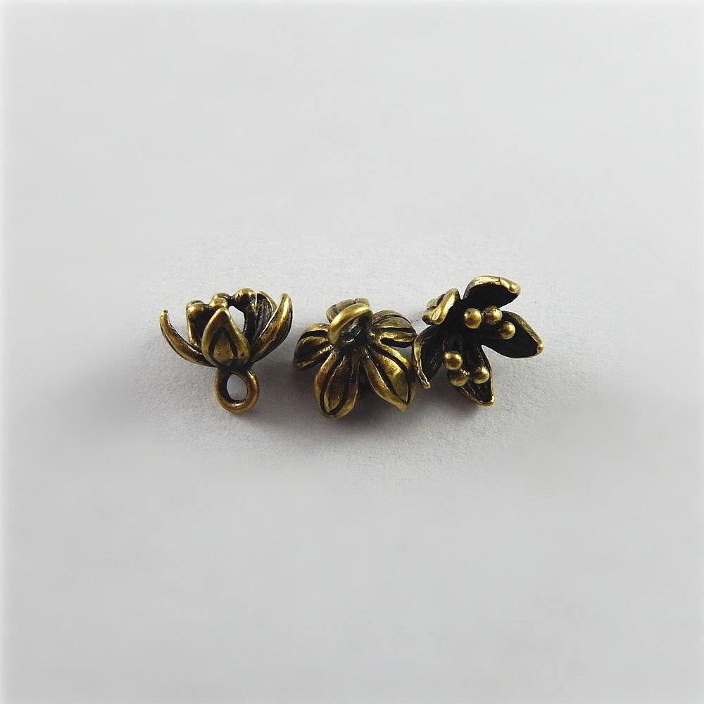 20pcs Antiqued Bronze Brass Lotus Flower Jewelry Making Charms Dangles Crafts