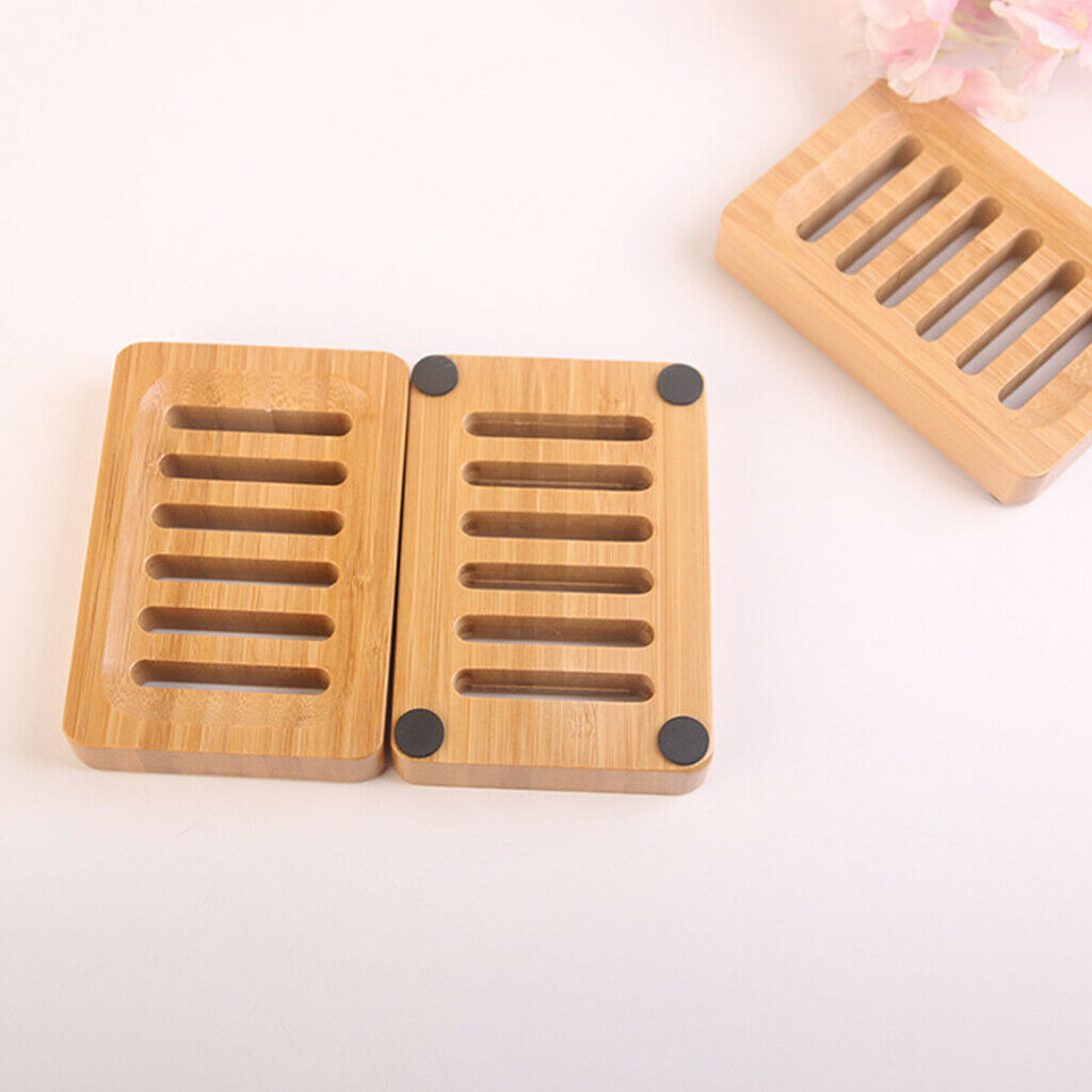 Bamboo Soap Dish Natural Color Container Tray for Shower Countertop Outdoor