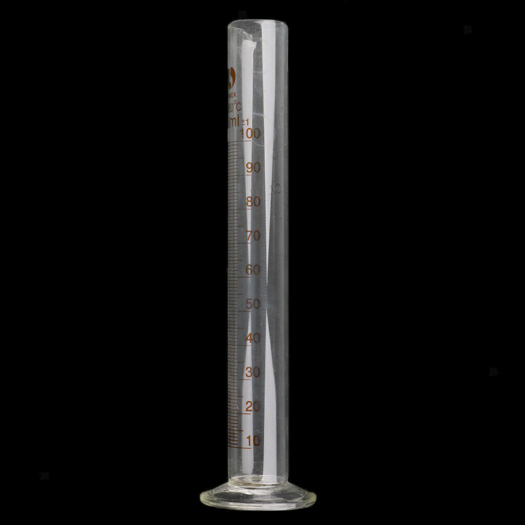 2x100ml Professional Graduated Glass Measuring Cylinder Chemistry Lab Spout