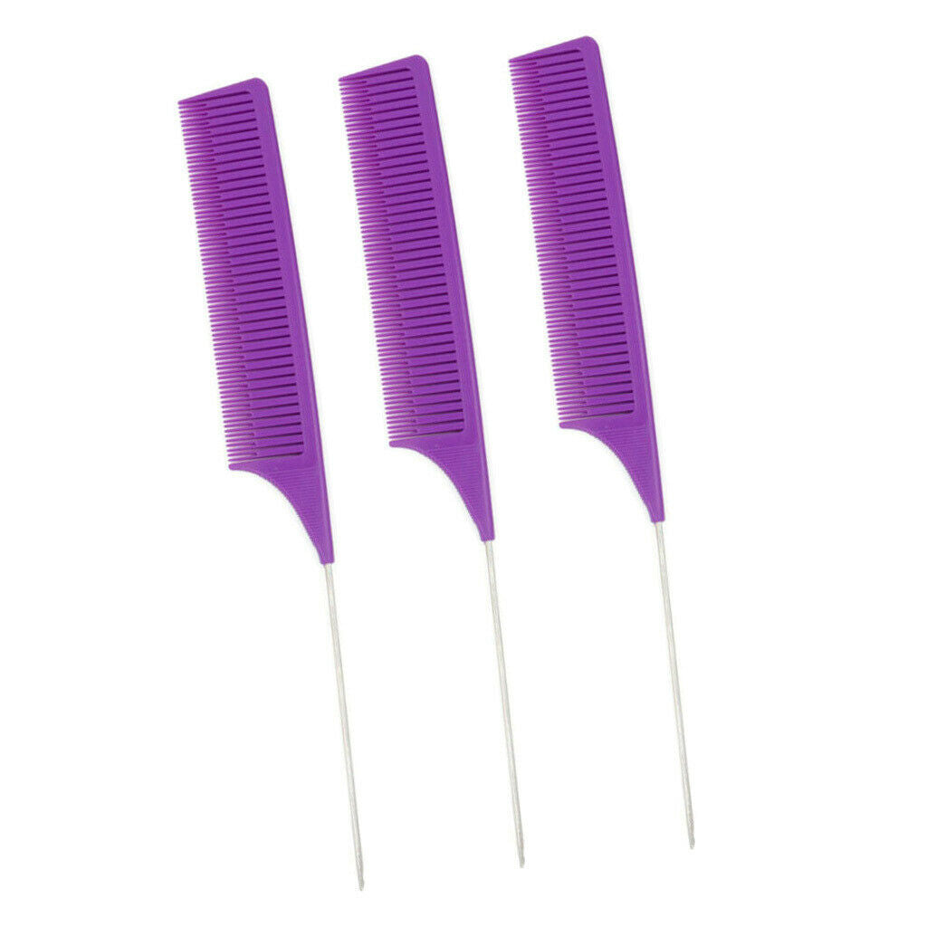 3x Plastic Weaving Highlighting Foiling Hair Combs Highlight Comb Purple