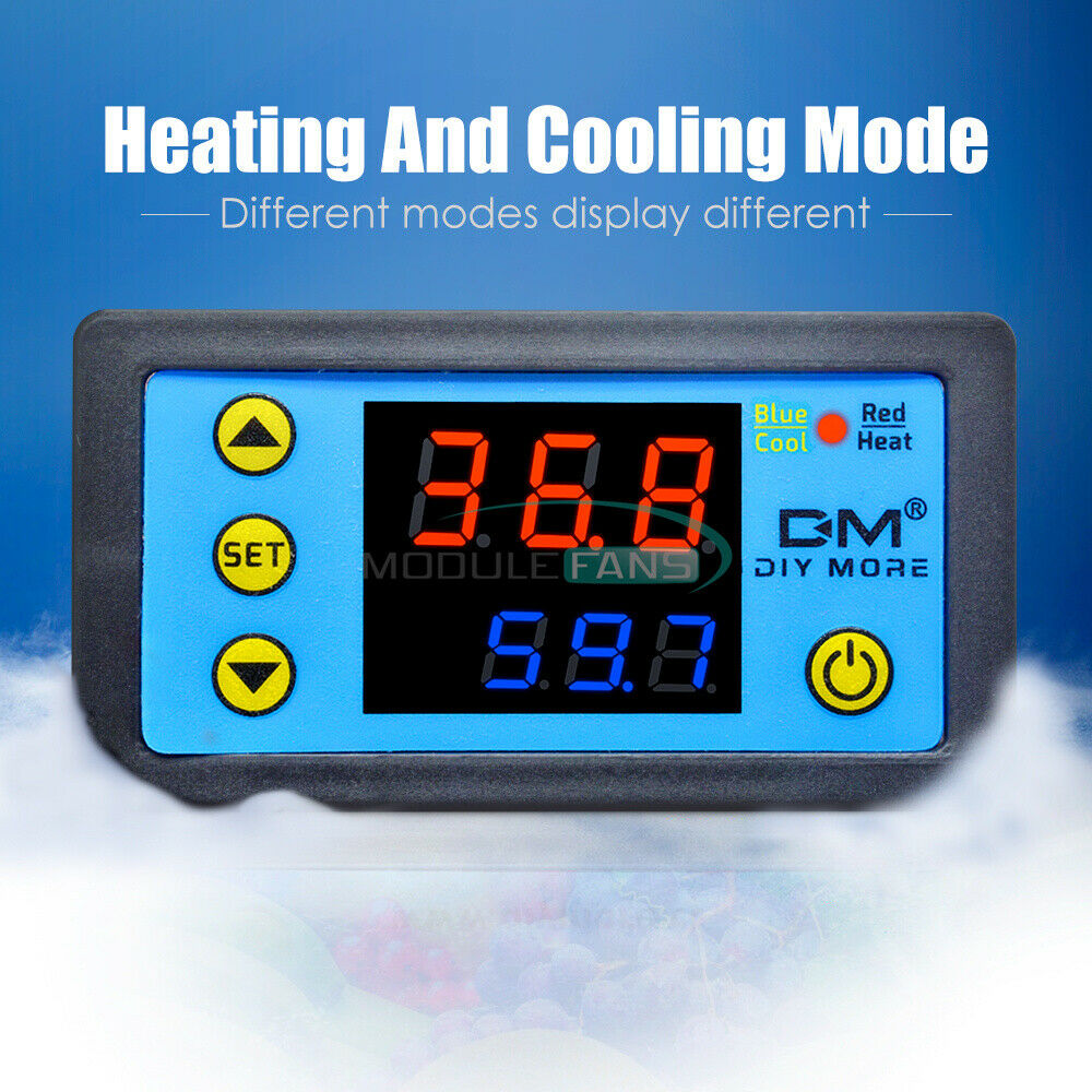 W3231 DC 12V Dual LCD Thermostat Temperature Controller Buzzer Alarm W/ Probe