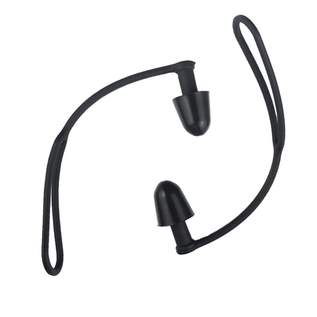 2X Silicone Gel Anti-lost Swimming Earplugs with Cord for Adults Kids  Black