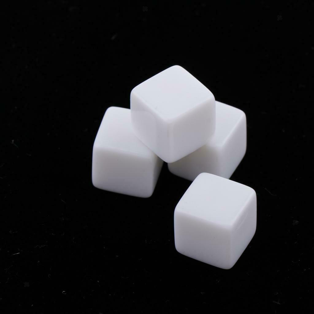 14mm Acrylic Blank White Dice Cubes - D6 Dice for Board Games, DIY, Fun and