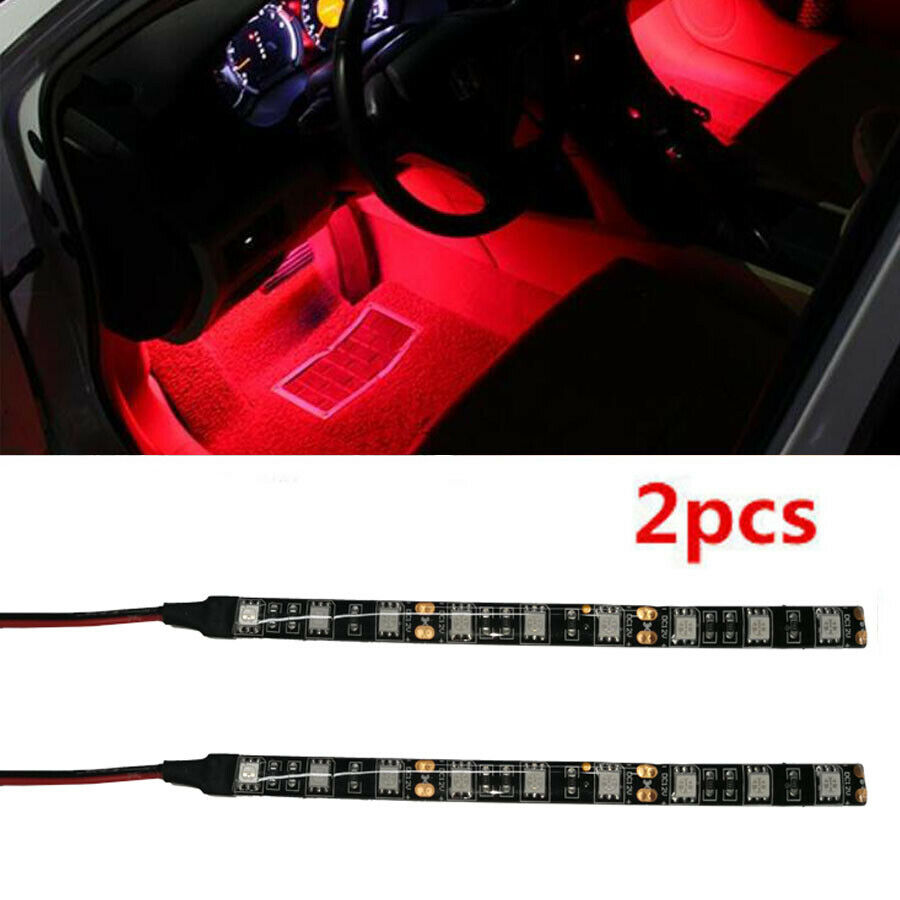 2x RED BRIGHT 6 inch 9 LED Waterproof Flexible Light Strip BLACK PCB board