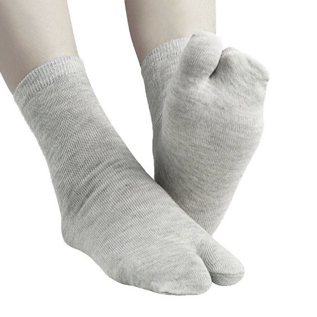 6 Pairs Elastic 2 Toe Socks Japanese Tabi Toe Socks Breathable Gray+Blac