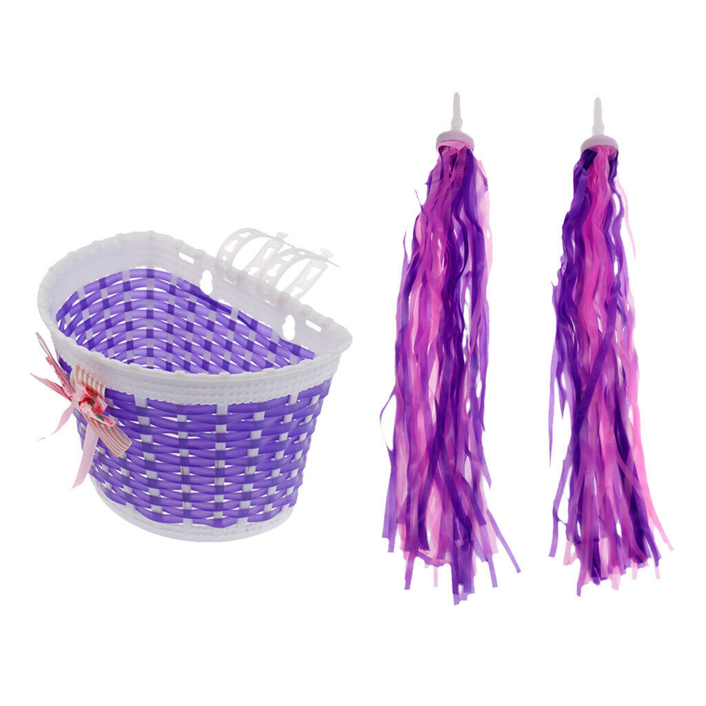 1 Pair Purple Kids Bike Handlebar Grips Streamers, Handgrip Sparkle Tassels +