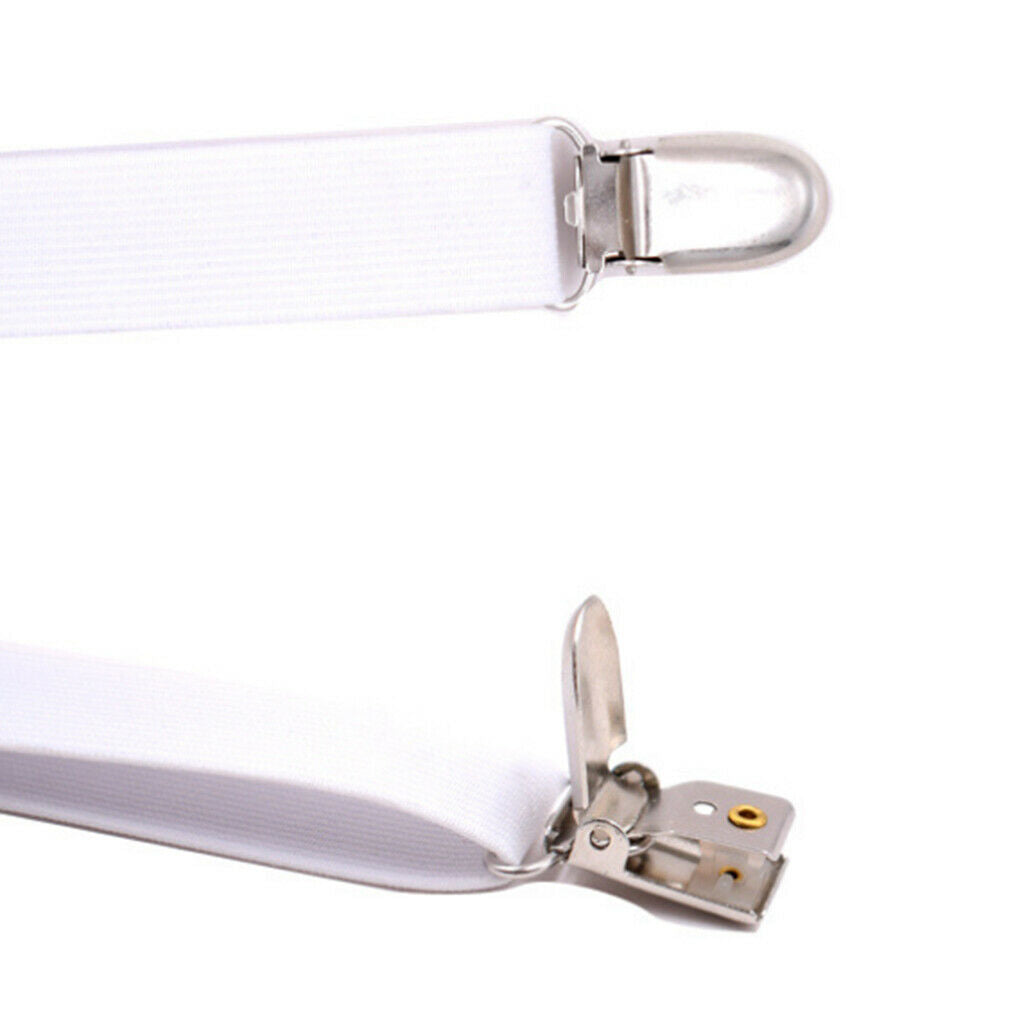 8 Pieces Bed Sheet Grippers Suspenders Fastener Clips Straps 2 Heads White