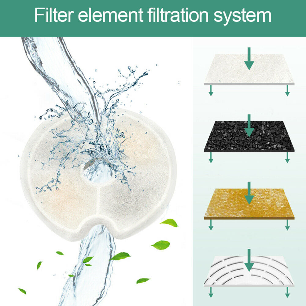 4pcs Water Dispenser Filter Element Pet Drinking Fountain Carbon Filters @