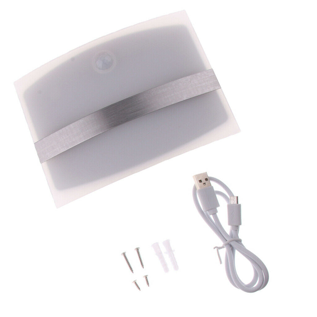 USB Rechargeable PIR Motion Sensor Sconce Wall Lamp Night Light Warm White
