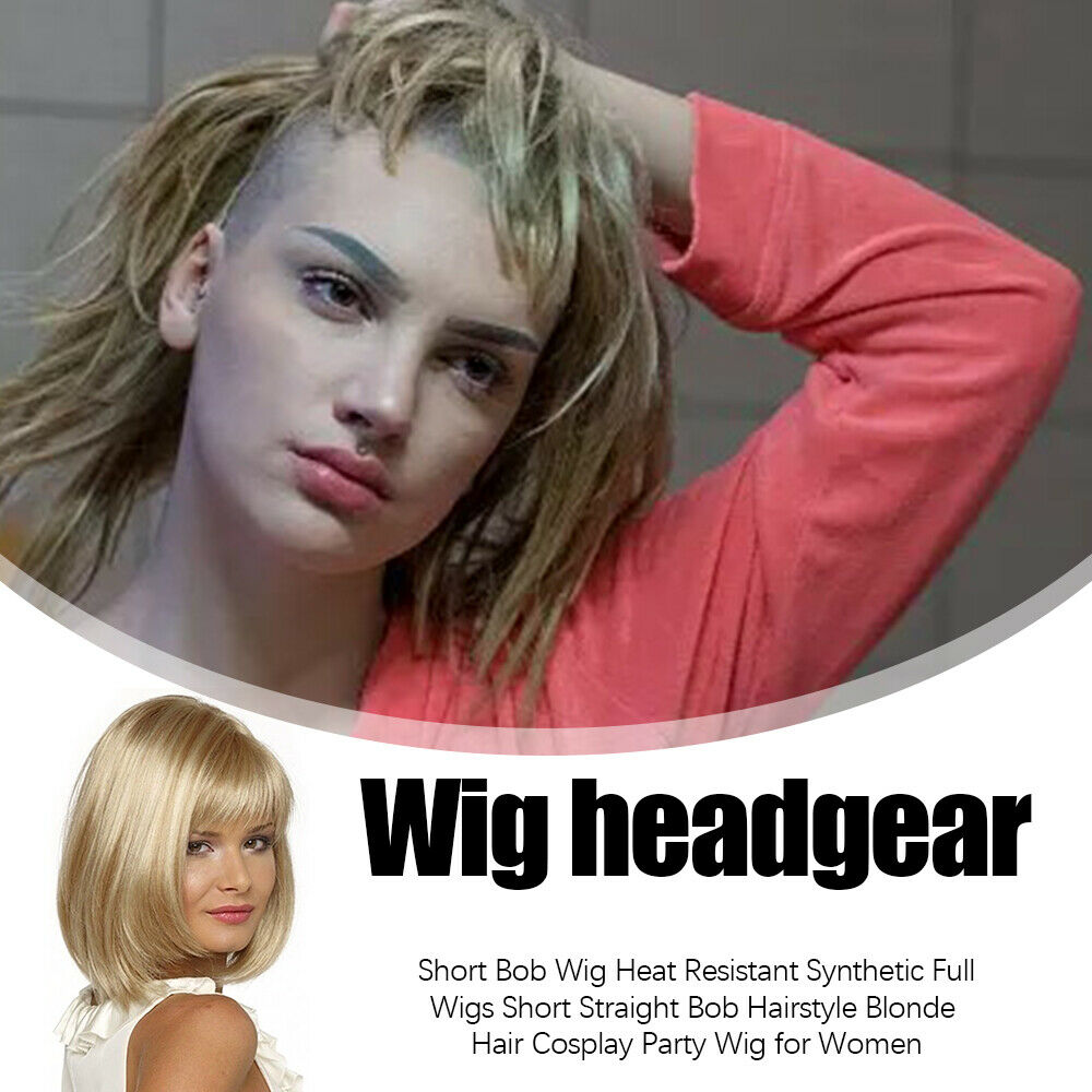 Short Bob Wig Heat Resistant Synthetic Full Wigs Short Straight Bob Hairstyle LI