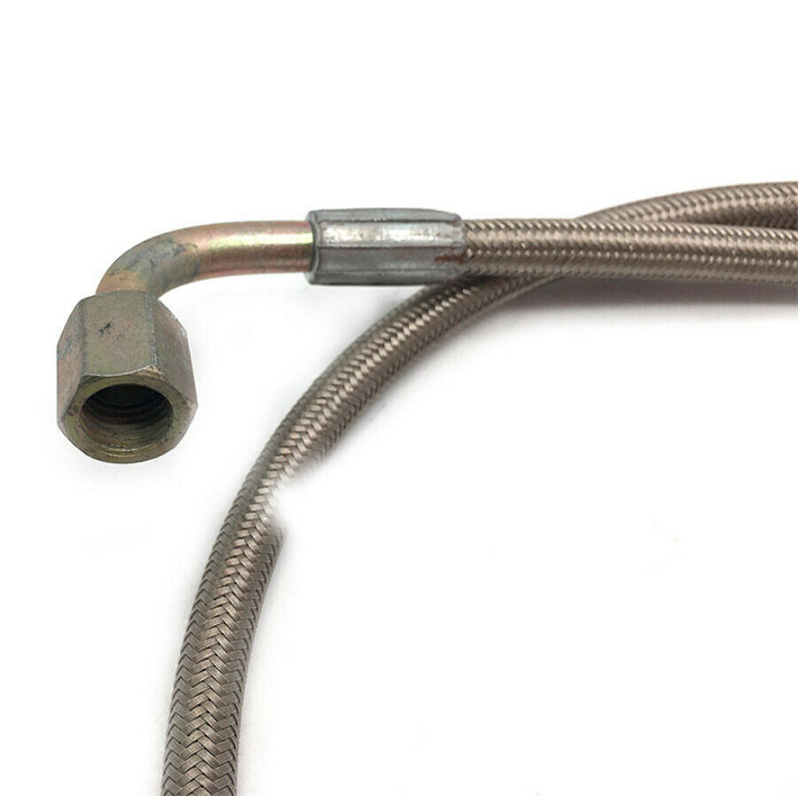 4 AN 90 Degree 24" Oil Line Kit For T3/T4 Turbo Oil Feed Line Steel Braided Kit