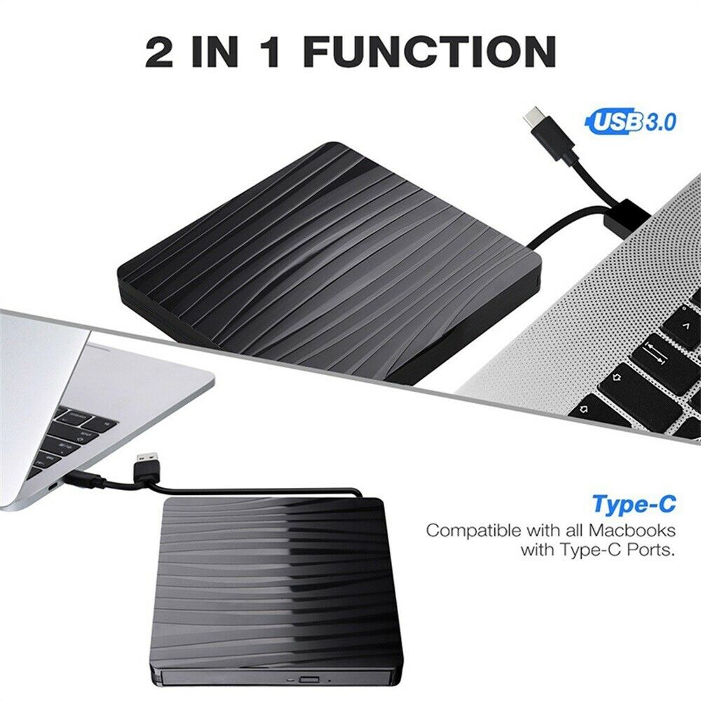 2 In 1 External Drive Burner CD RW DVD ROM Burner Reader Writer Optical Player