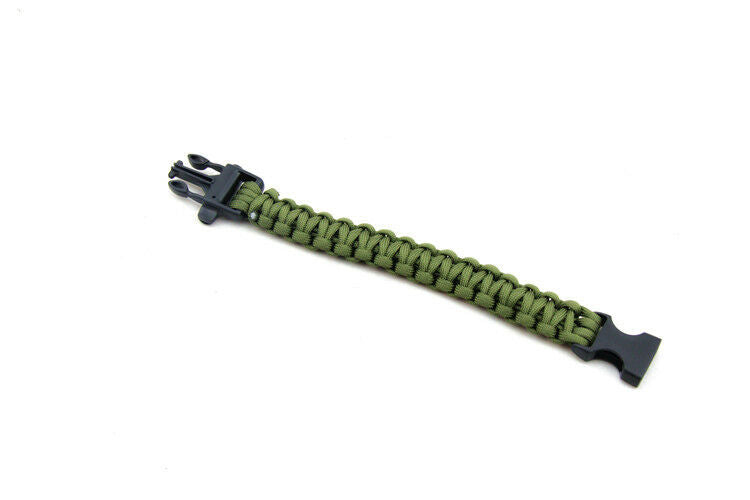 Emergency Army Green Outdoor Sports Rope Bracelet 7 Core Cords Survival Whistle