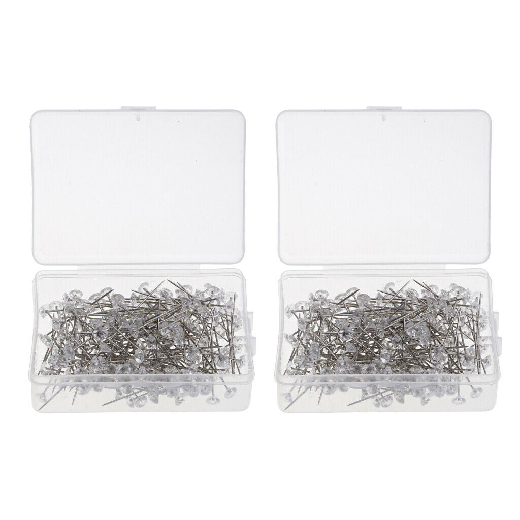 400pcs Clear Crystal Diamante Head Pin Wedding Bouquet Pins Buttonholes