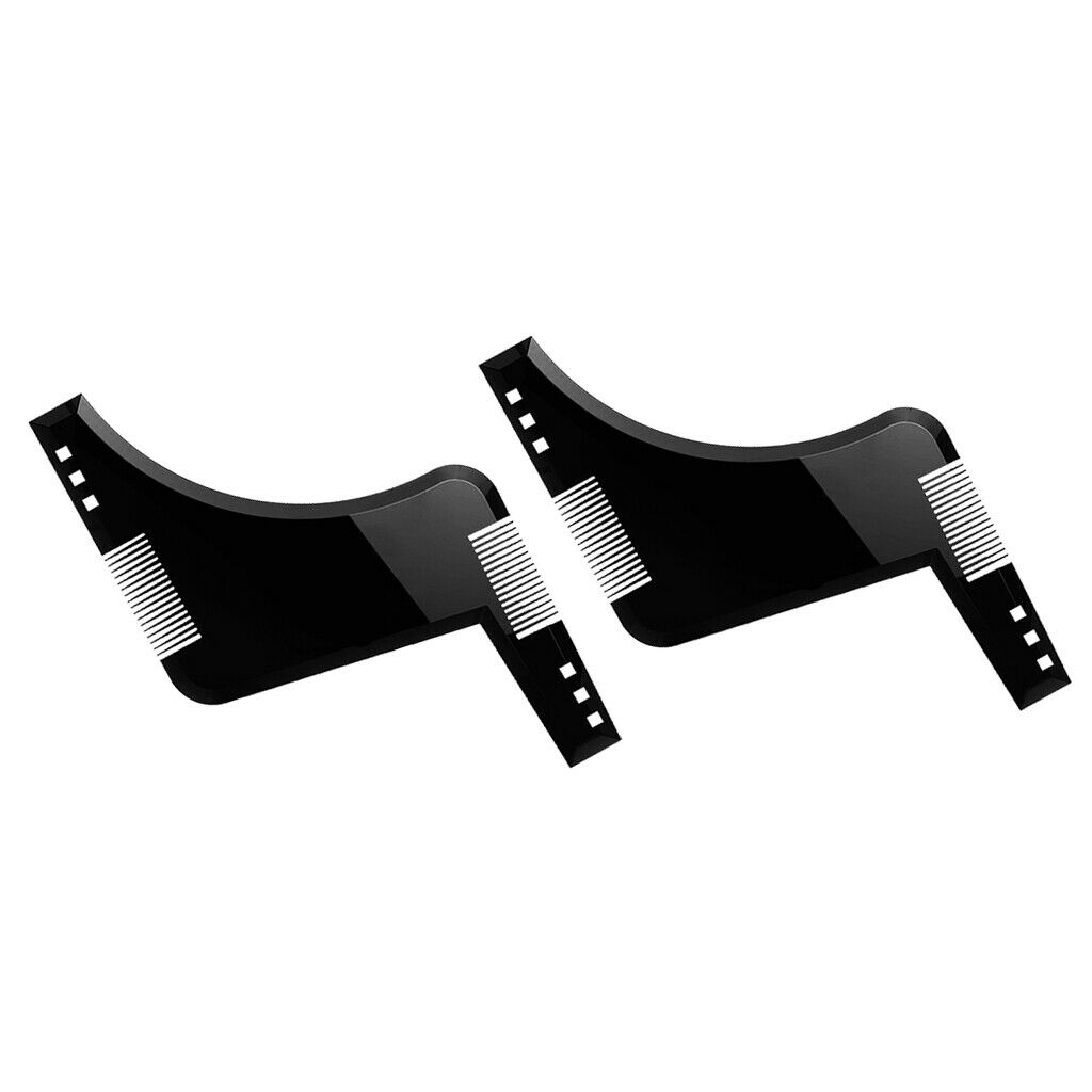 2 Beard Shaping Comb Styling Shaving Template for Symmetry Trimming Black