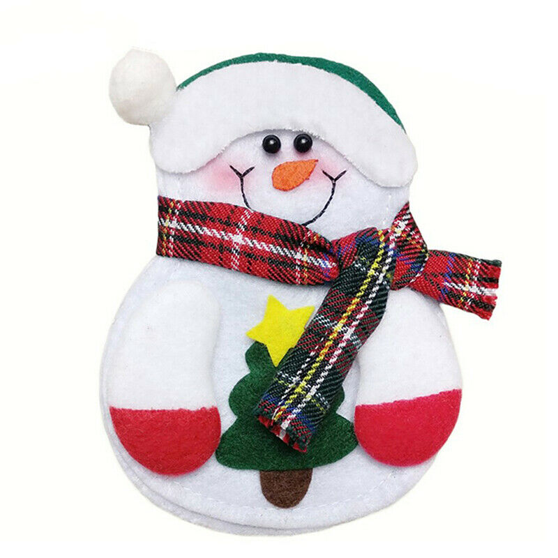 8pcs Christmas Decorations Snowman Kitchen Tableware Holder bag Xmas orna.l8
