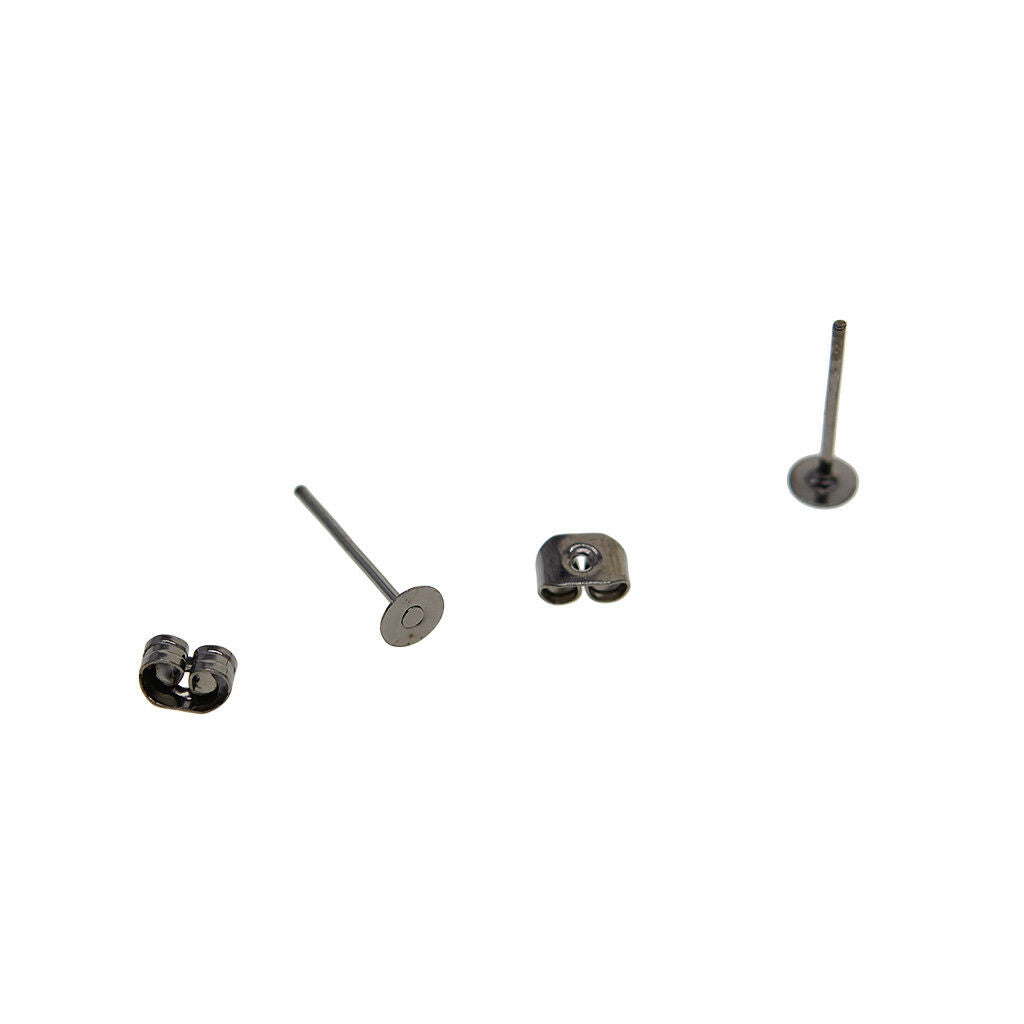 400 Pack 4mm Blank Flat Pad Base Earring Posts with Back DIY Making Findings