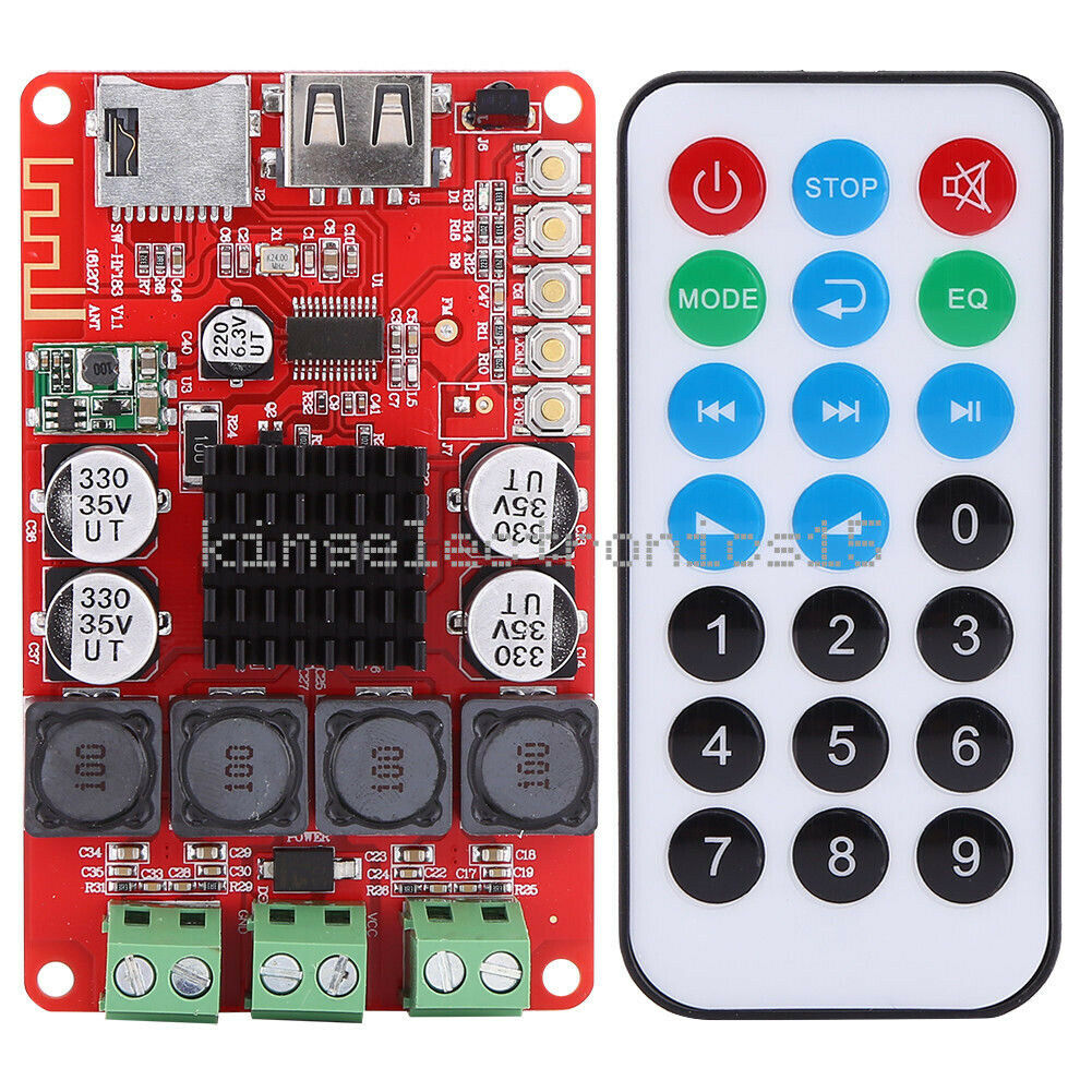 1PCS TPA3116 Bluetooth Audio Receiver Power Amplifier Board 2X50W Remote Control