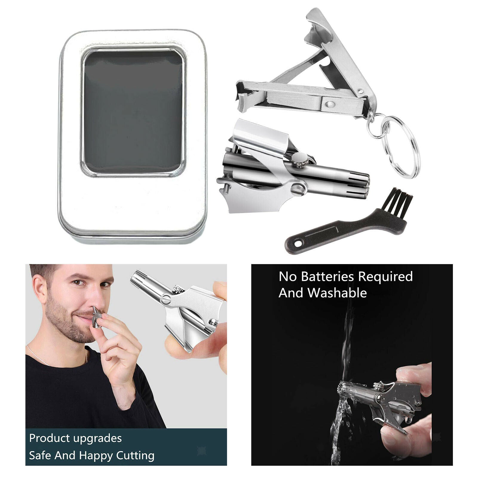 Travel Mini Manual Nose Hair Trimmer Waterproof Stainless Steel Hair Remover