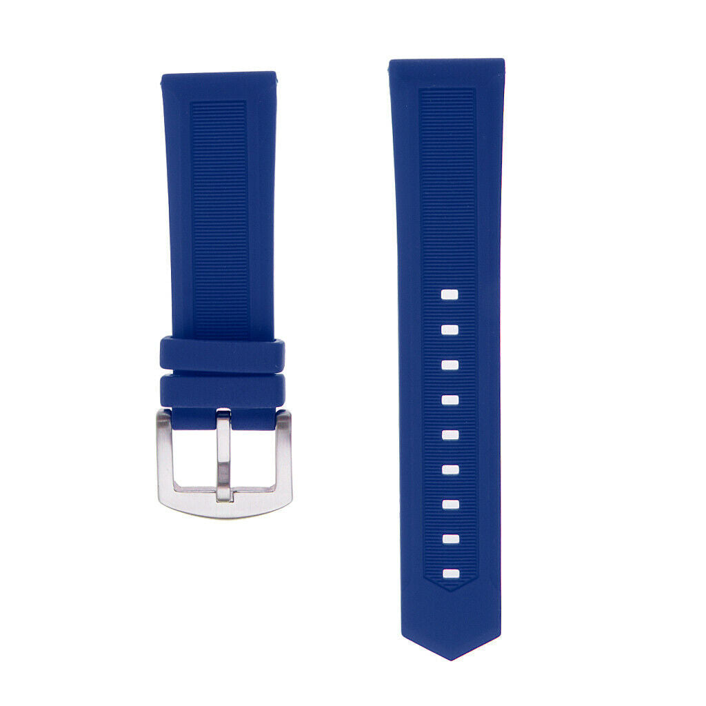 Mens Silicone Rubber Watch Strap Band Stainless Steel Buckle 21mm