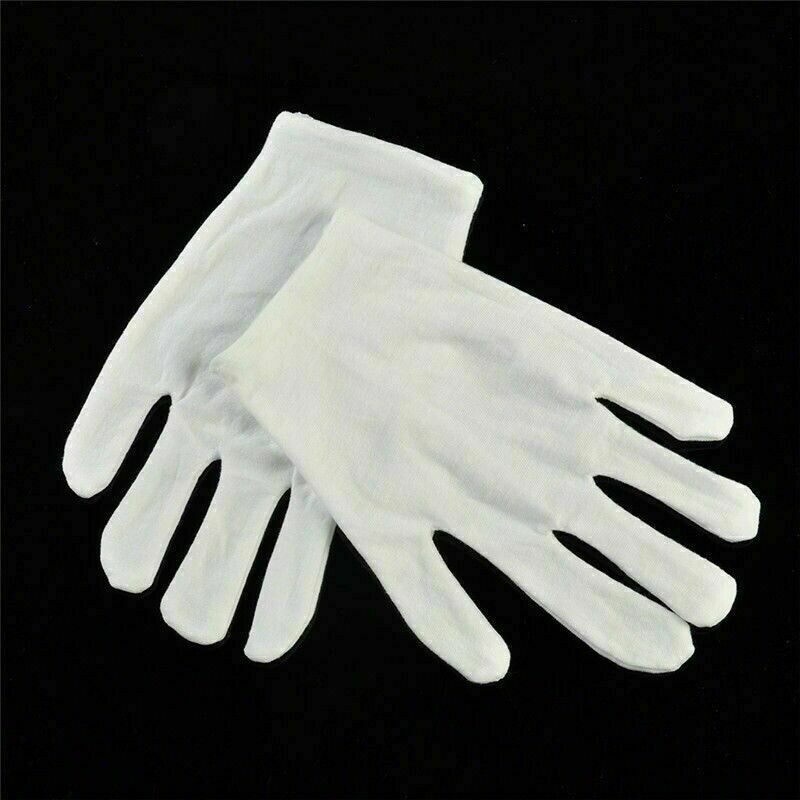 12 Pairs Cotton White Gloves for Inspection Work High Stretch Unisex NR9