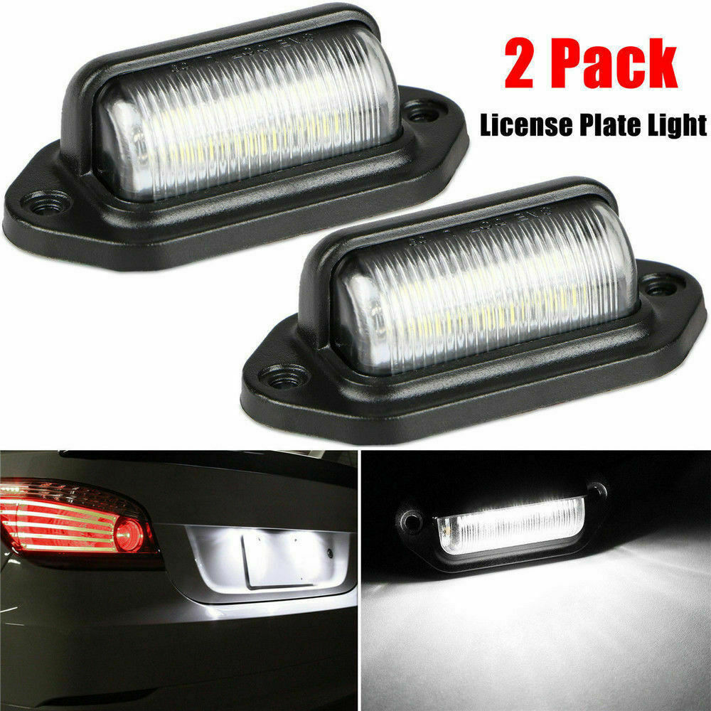 2Pcs Universal LED License Number Plate Light Lamps for Truck SUV Trailer Lorry
