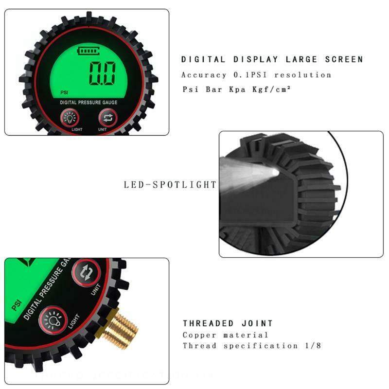 Digital Gas Pressure Gauge with 1/8'' NPT Bottom Connector & Rubber Protector