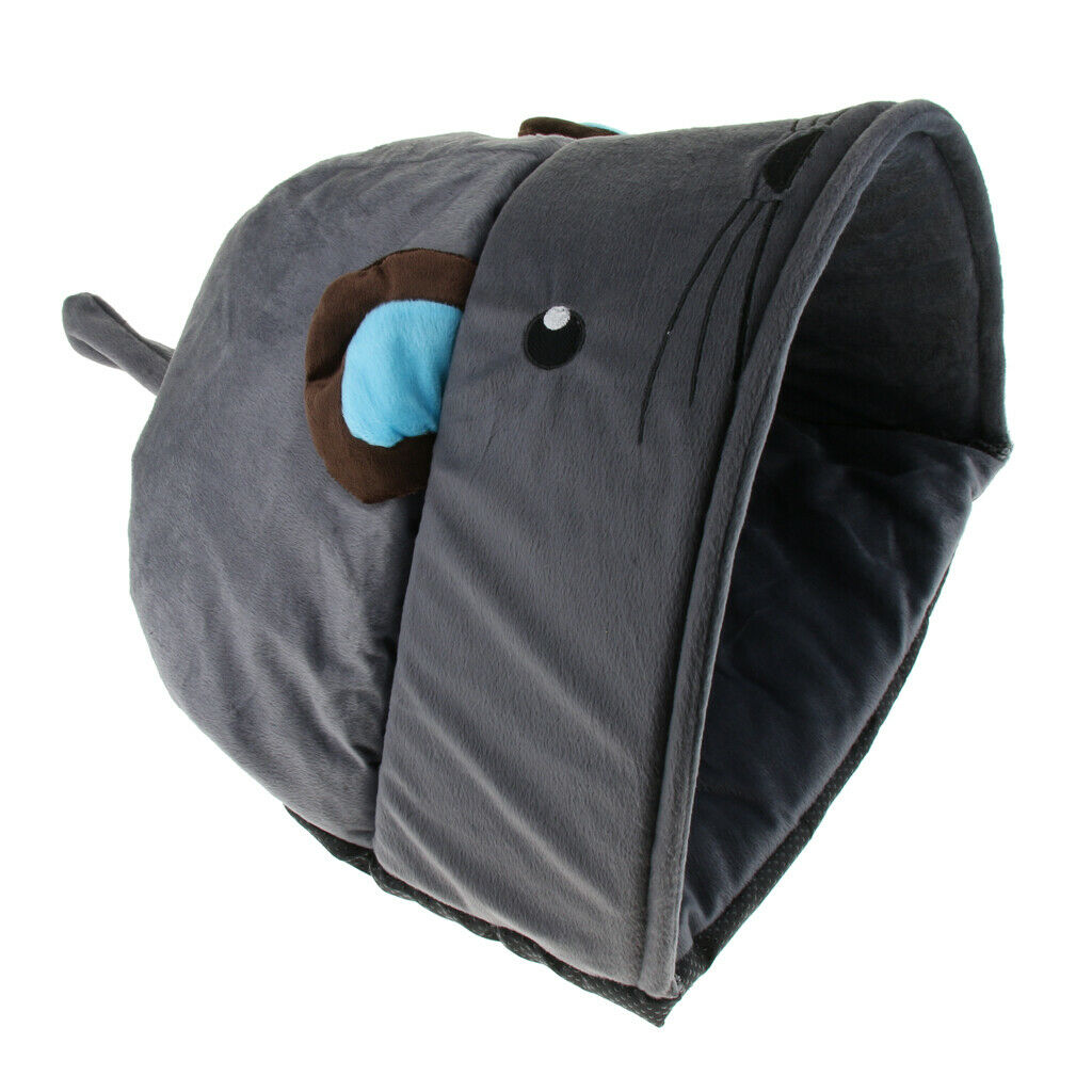Cartoon Animal Shape Pet Cat Kitten Warm Soft House Nest Bed Gray