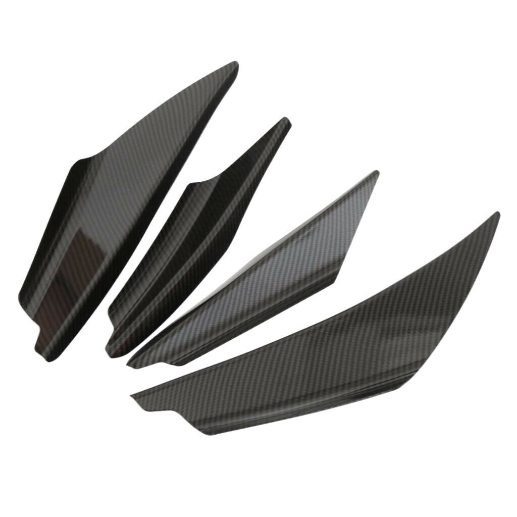 4 PC Carbon Fiber Front Bumper Lip Splitter Fins Body Spoiler Refit Trim